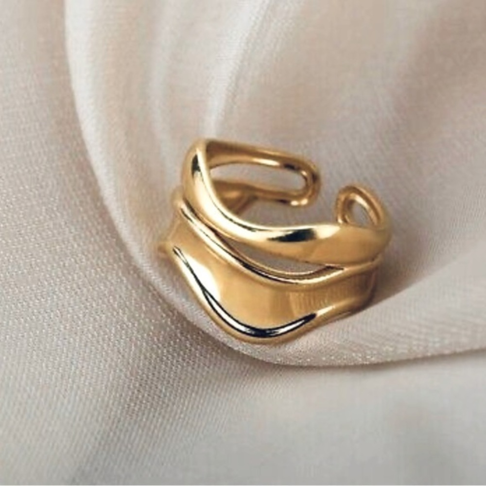 14k vermeil Statement Gold Ring 2 layer ring 925 gold